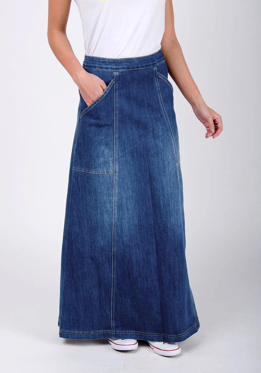 HEATHER Maxi Denim Skirt - Stonewash