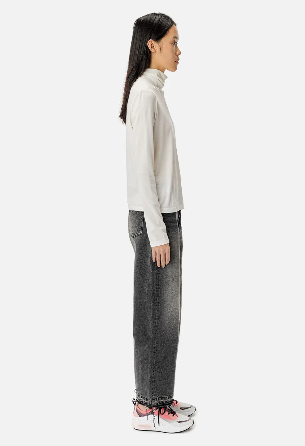 High Twist Cotton Turtleneck / White