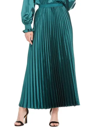 Jade ‘Pleated Maxi Satin Skirt’