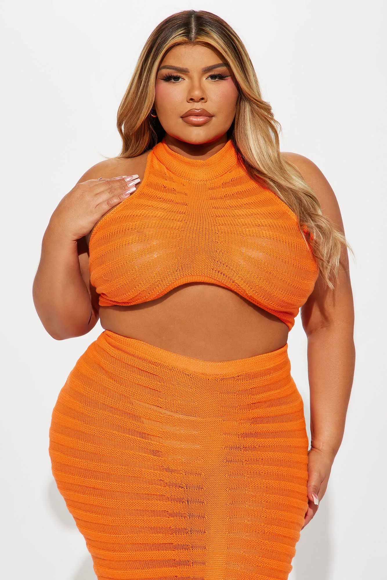 Key West Sheer Maxi Skirt Set - Orange