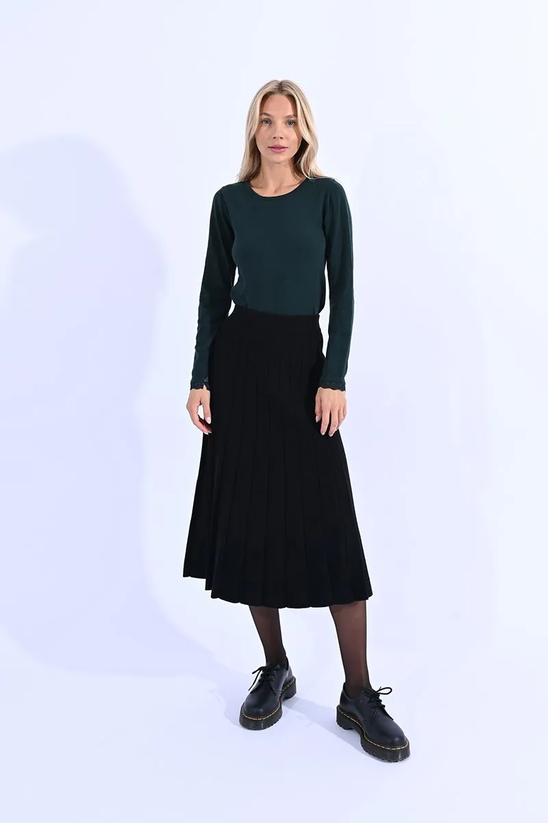 Knitted Pleated Midi Skirt