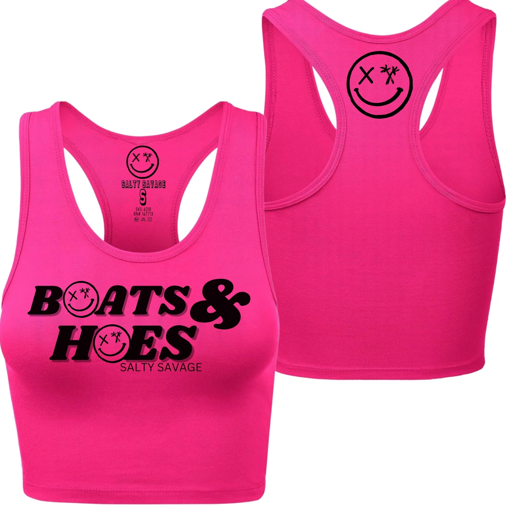 Ladies "BOATS & HOES" Racerback Crop Tank