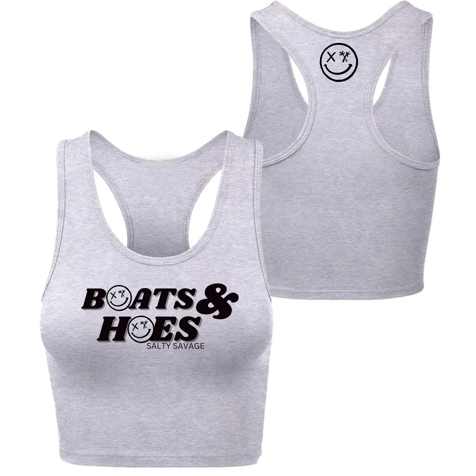 Ladies "BOATS & HOES" Racerback Crop Tank