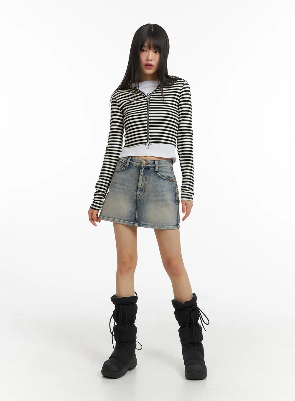 Light Washed Denim Mini Skirt CJ412