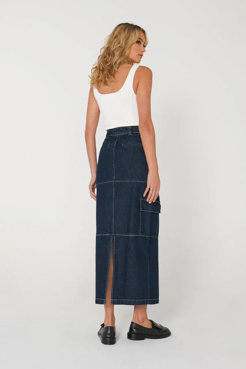 Lisa Cargo Maxi Skirt | Denim