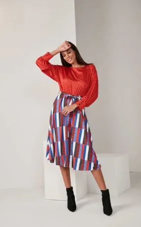 Love And Joy London Belted Multicolour Midi Dress