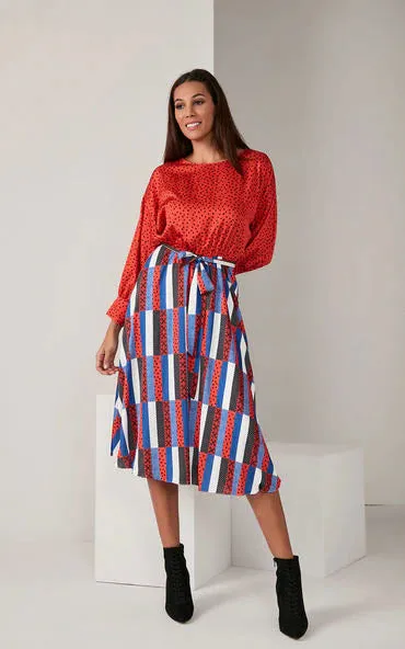 Love And Joy London Belted Multicolour Midi Dress