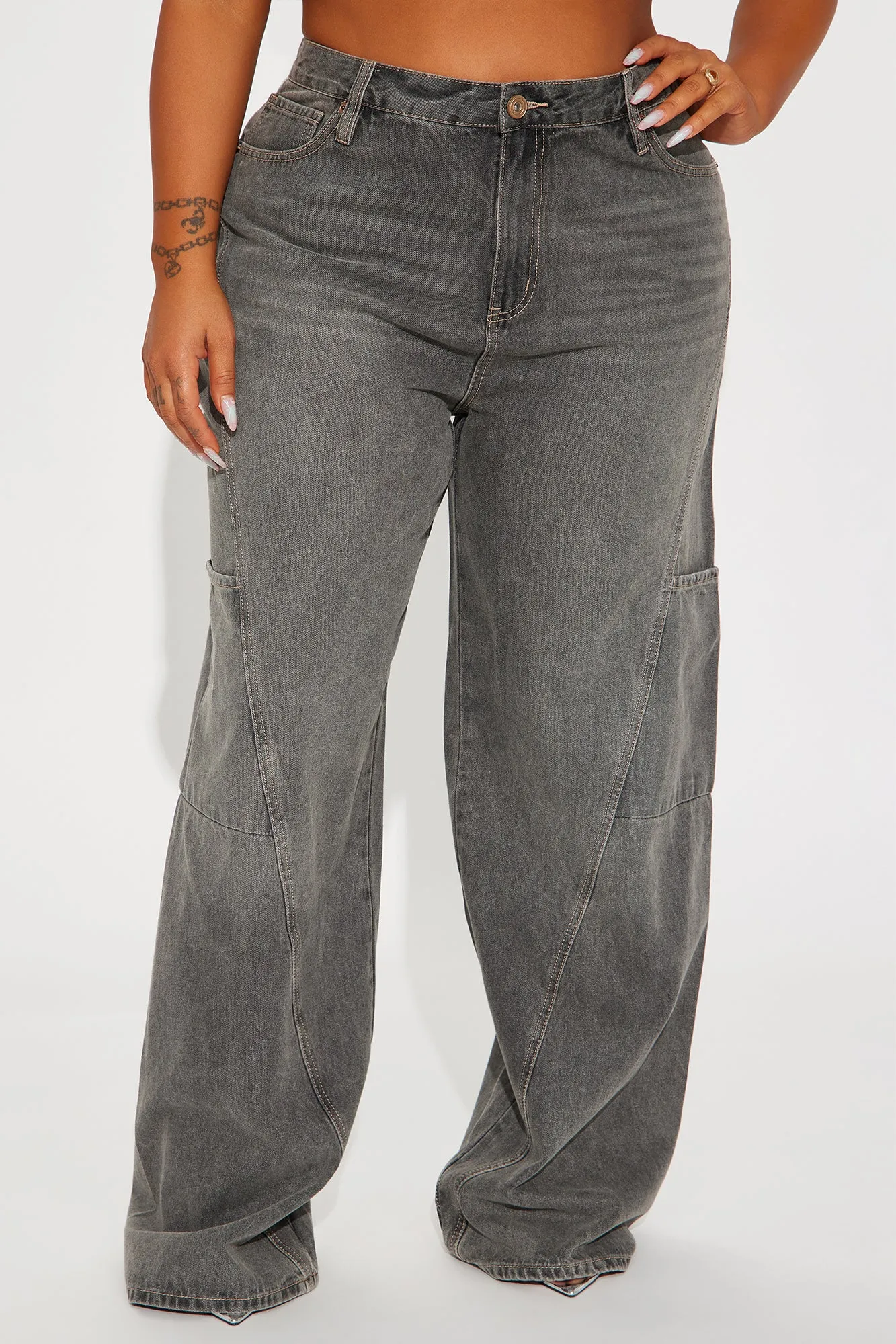 Making The Rules Wide Leg Jeans - Grey