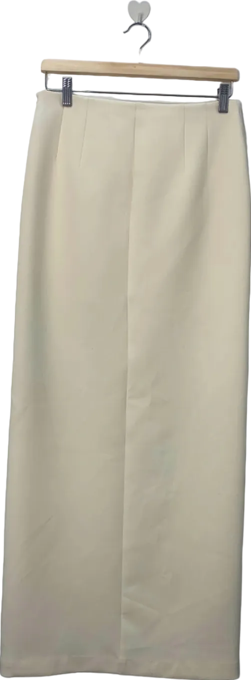 Mango Cream Front-Slit Midi Skirt UK S