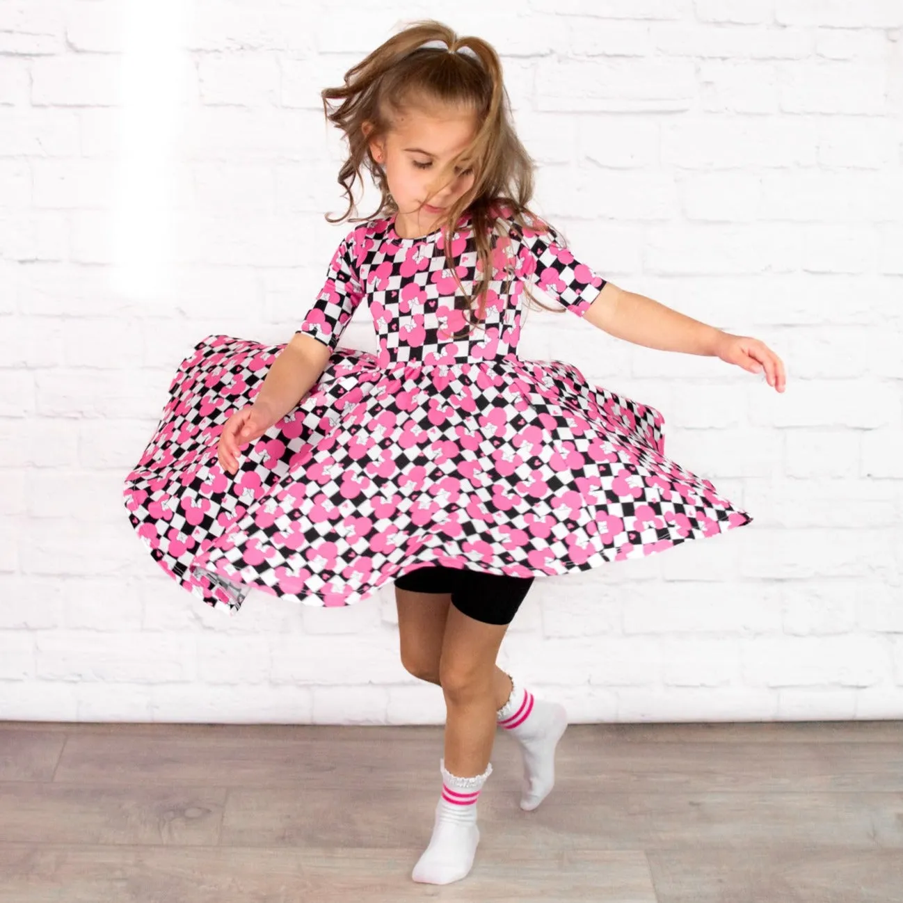 MID SLEEVE TWIRL DRESS- Millie Magic