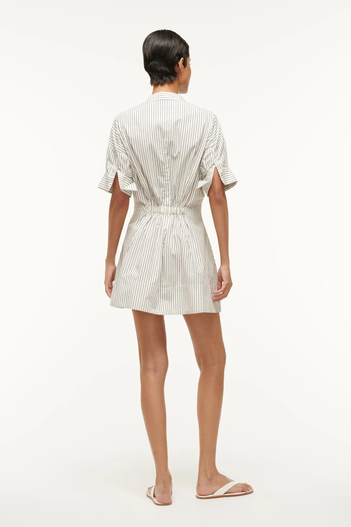 MINI LORENZA DRESS | IVORY MICRO STRIPE