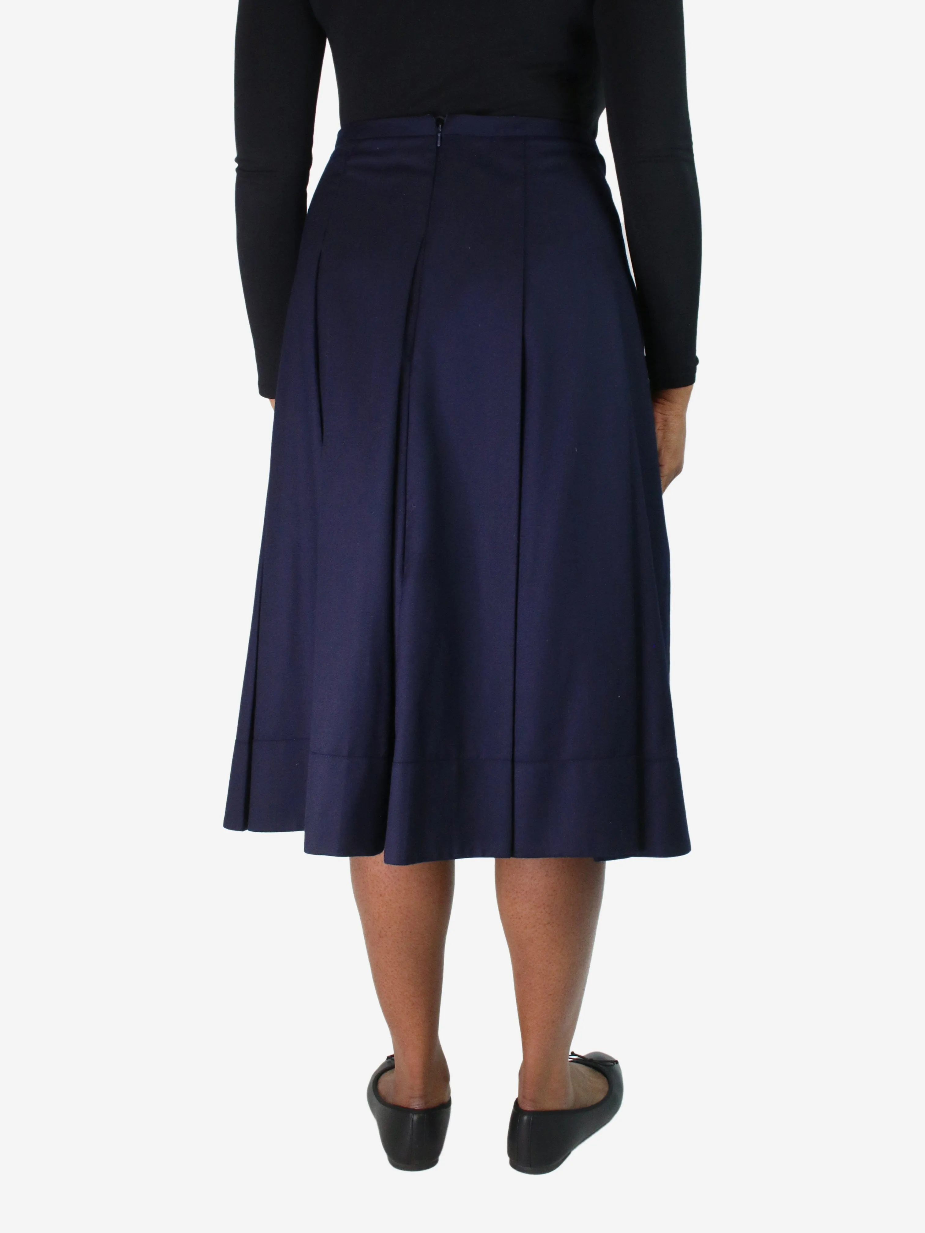 Navy pleated midi skirt - size UK 16