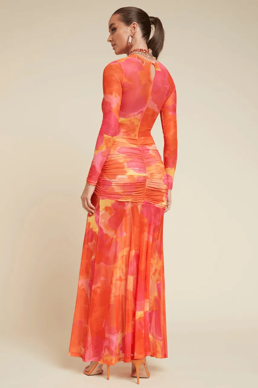 Oliver Maxi Dress - Orange Floral