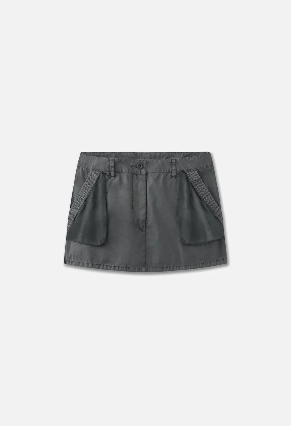 Paneled Utility Mini Skirt / Washed Black