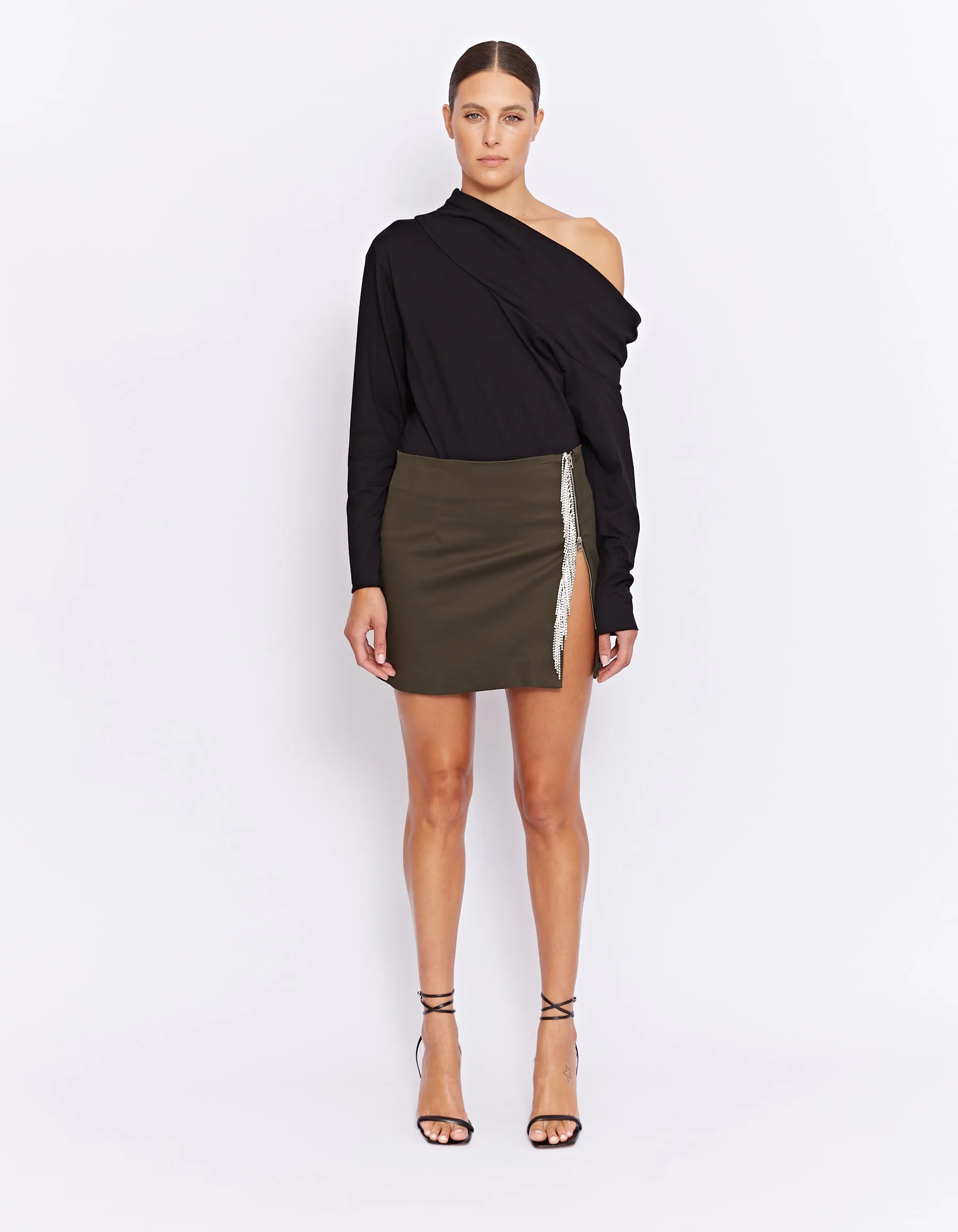 PARKS RHINESTONE SKIRT | OLIVE