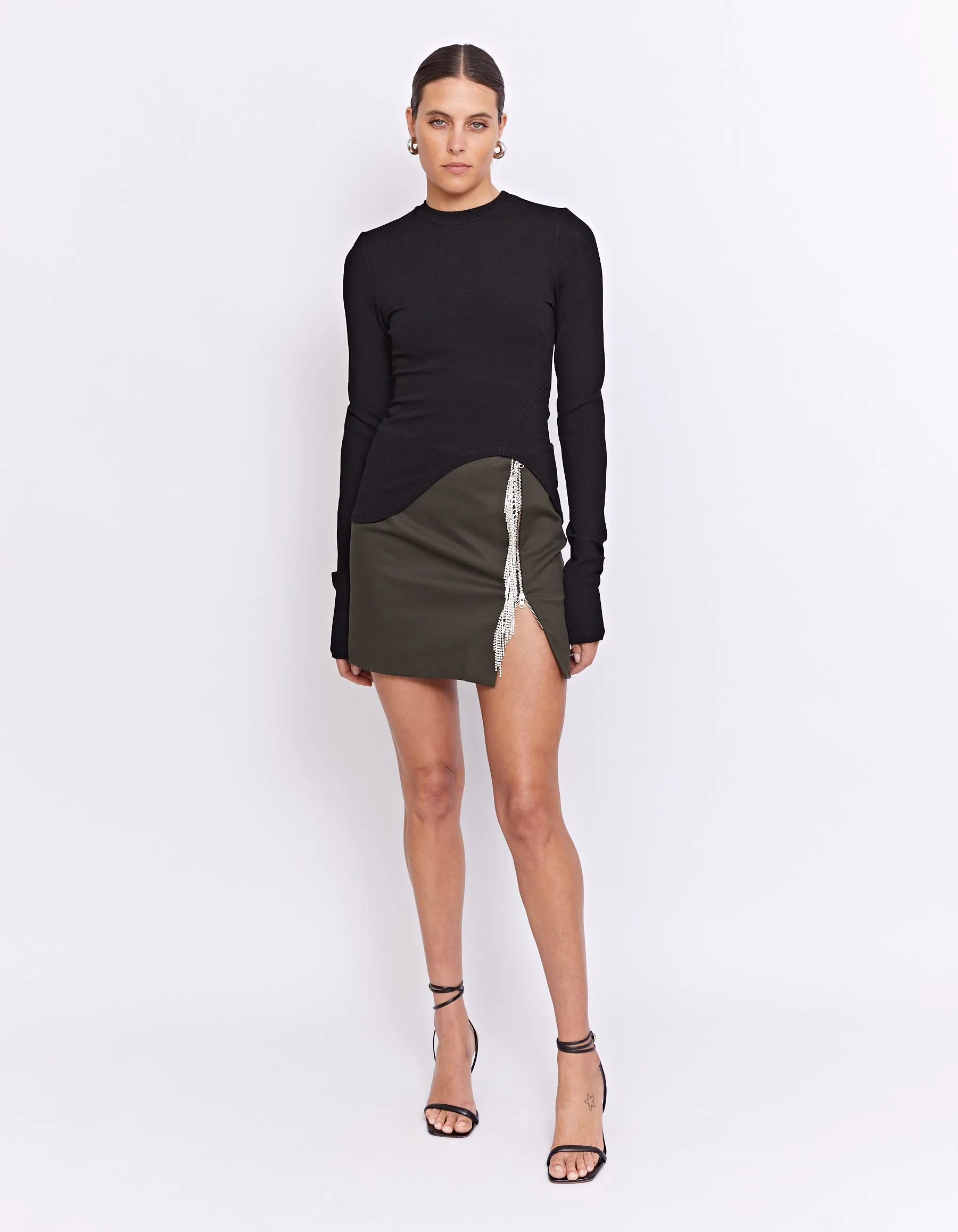 PARKS RHINESTONE SKIRT | OLIVE