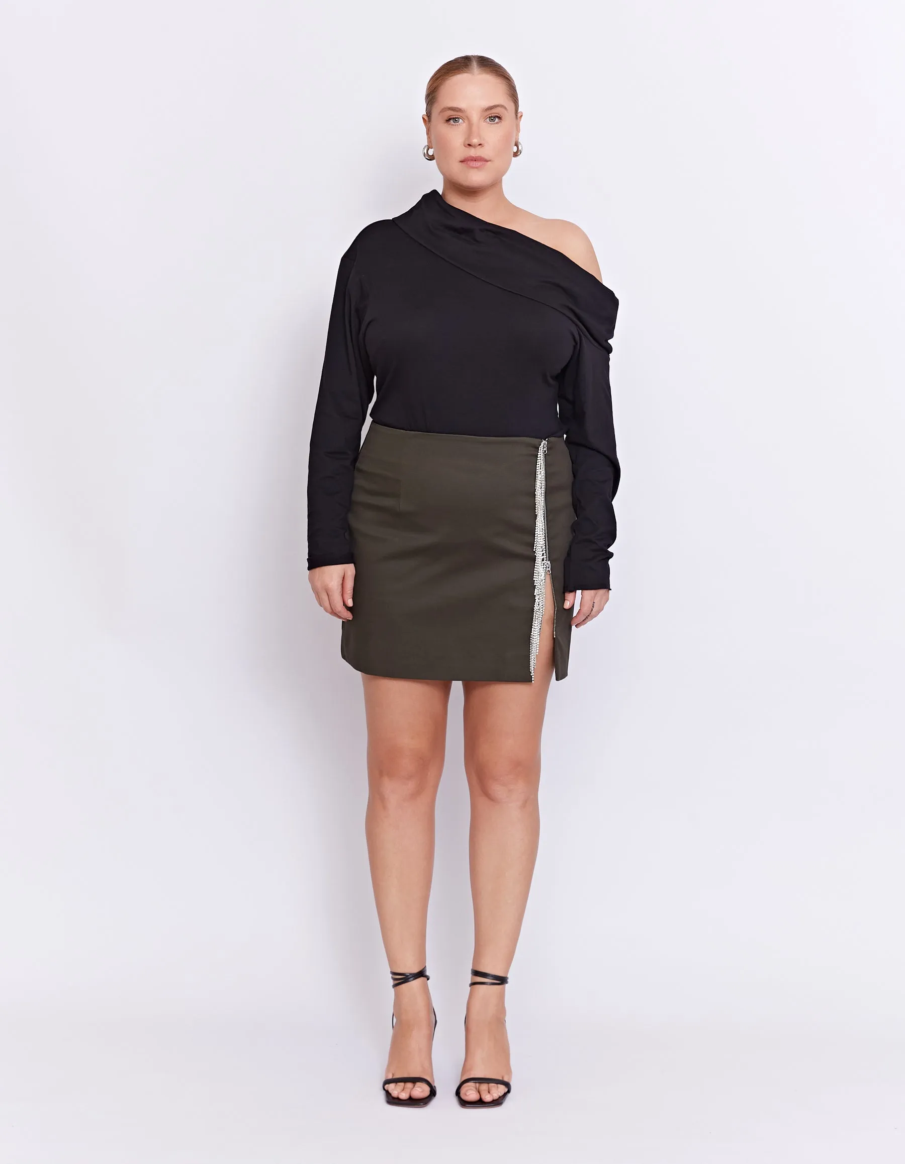 PARKS RHINESTONE SKIRT | OLIVE