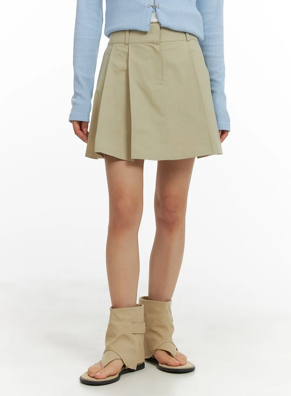 Pleated Cotton Mini Skirt CM427