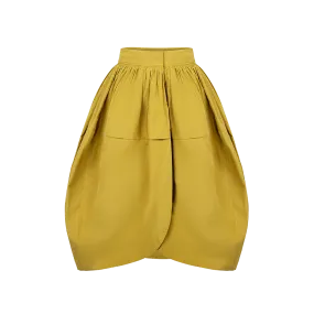 Pleated Taffeta Midi Skirt