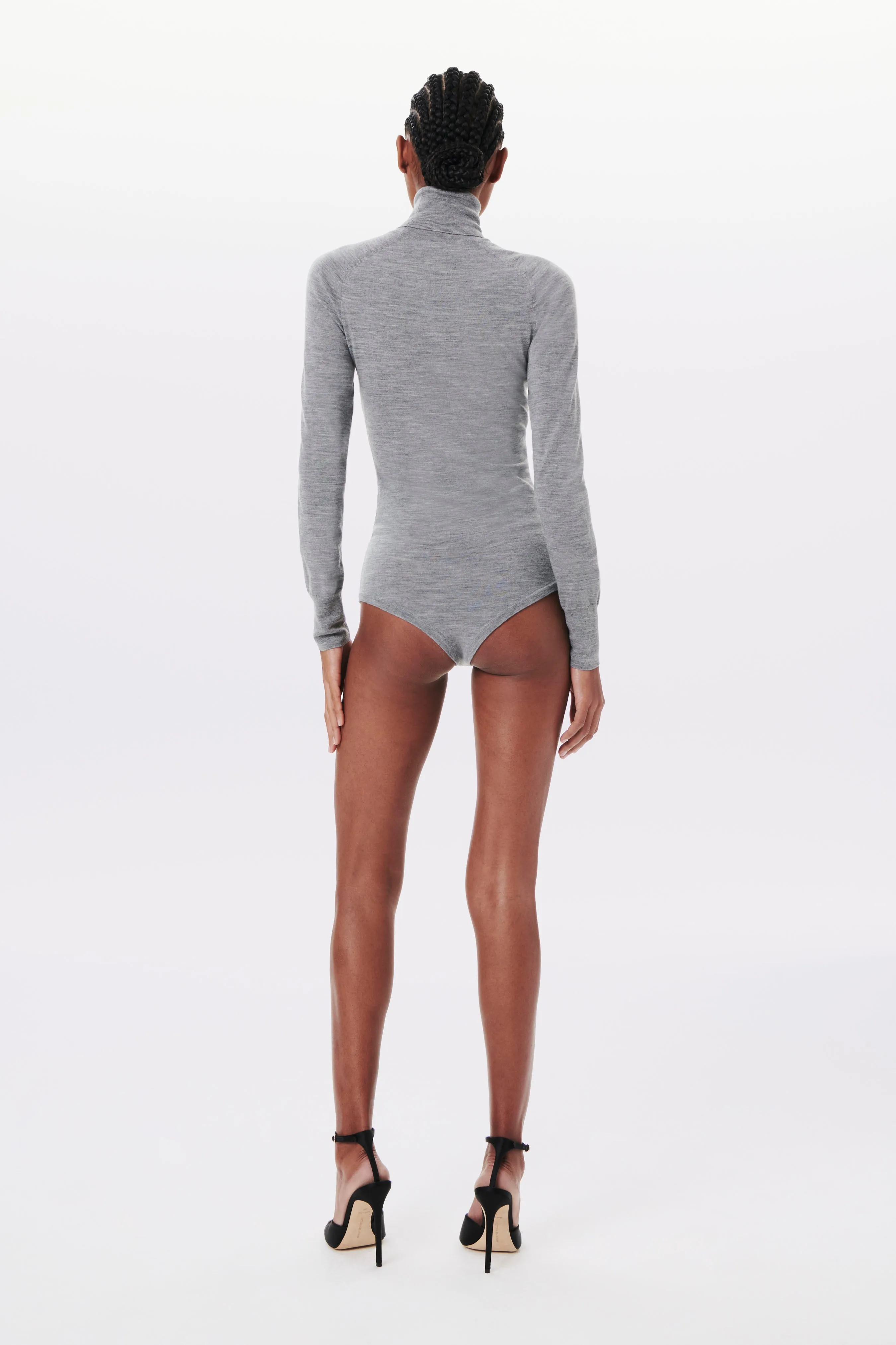 Poloneck Bodysuit in Grey Marl