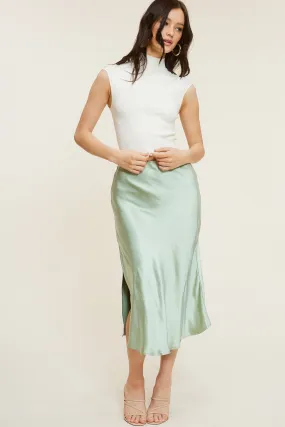 Sage Silk Skirt