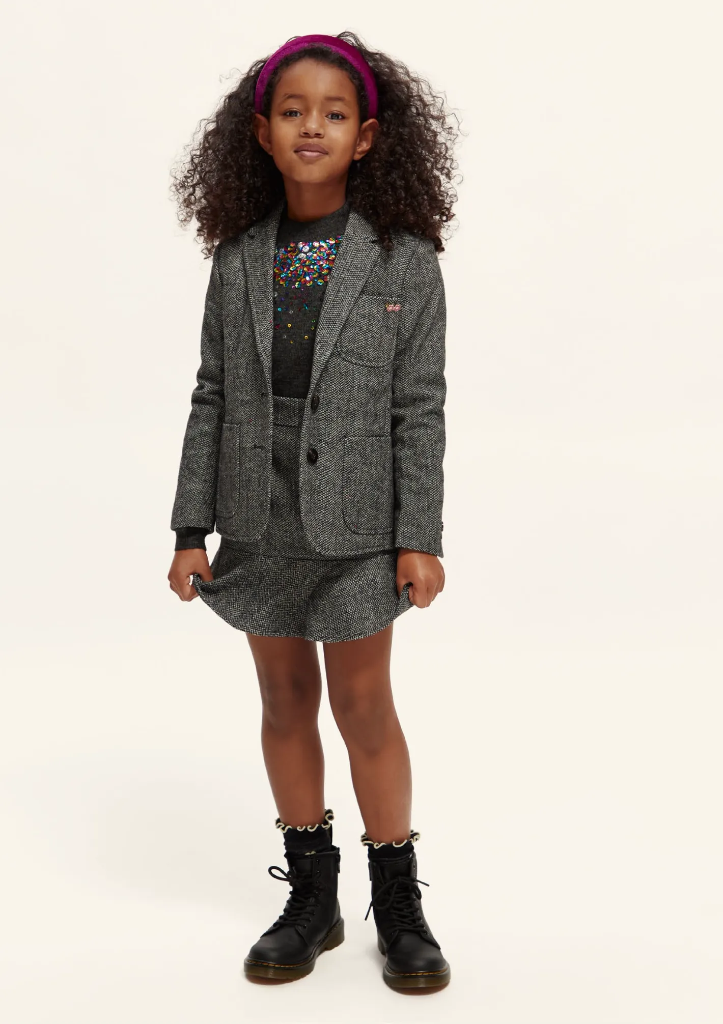 SCOTCH AND SODA FW23 Herringbone Wool Blend Mini Skirt all