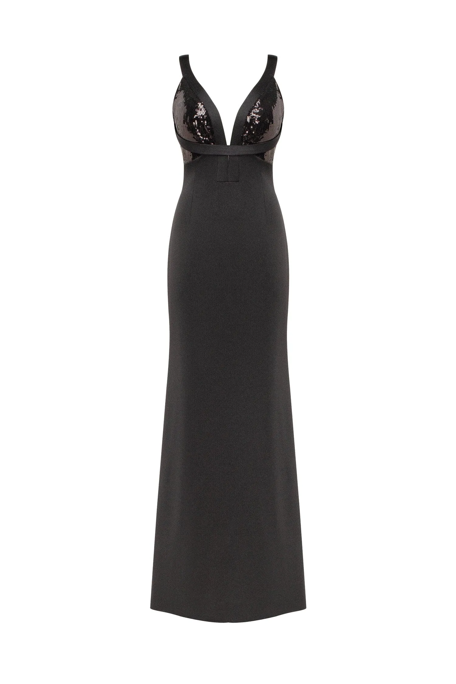 Show-stealer black maxi dress with a V-neckline, Smoky Quartz