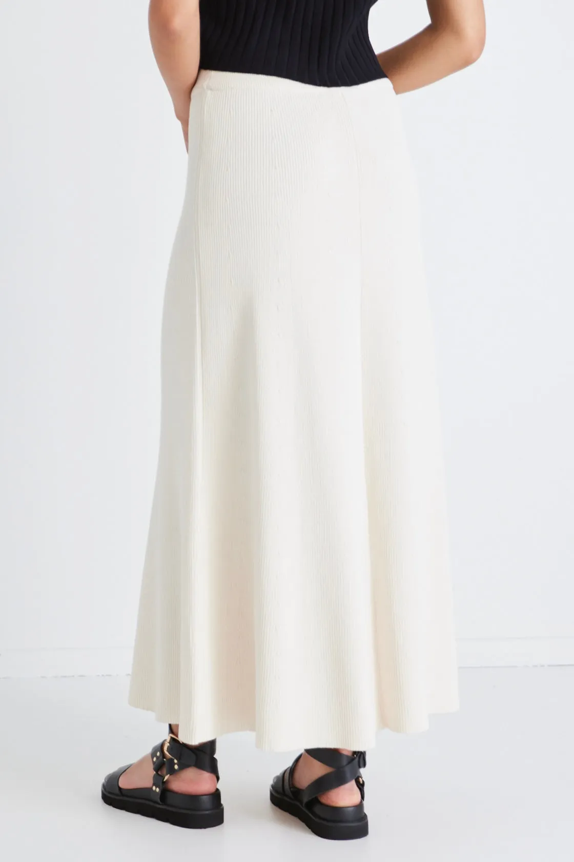 Tabitha Cream Rib Knit Maxi Skirt