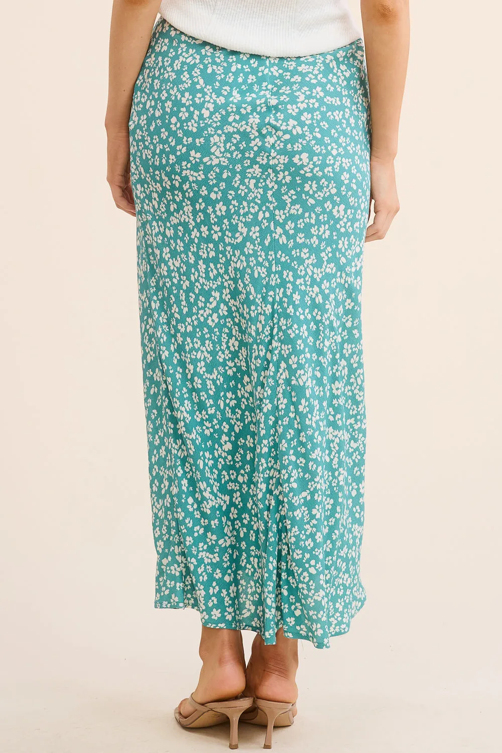 Teal Floral Maxi Skirt