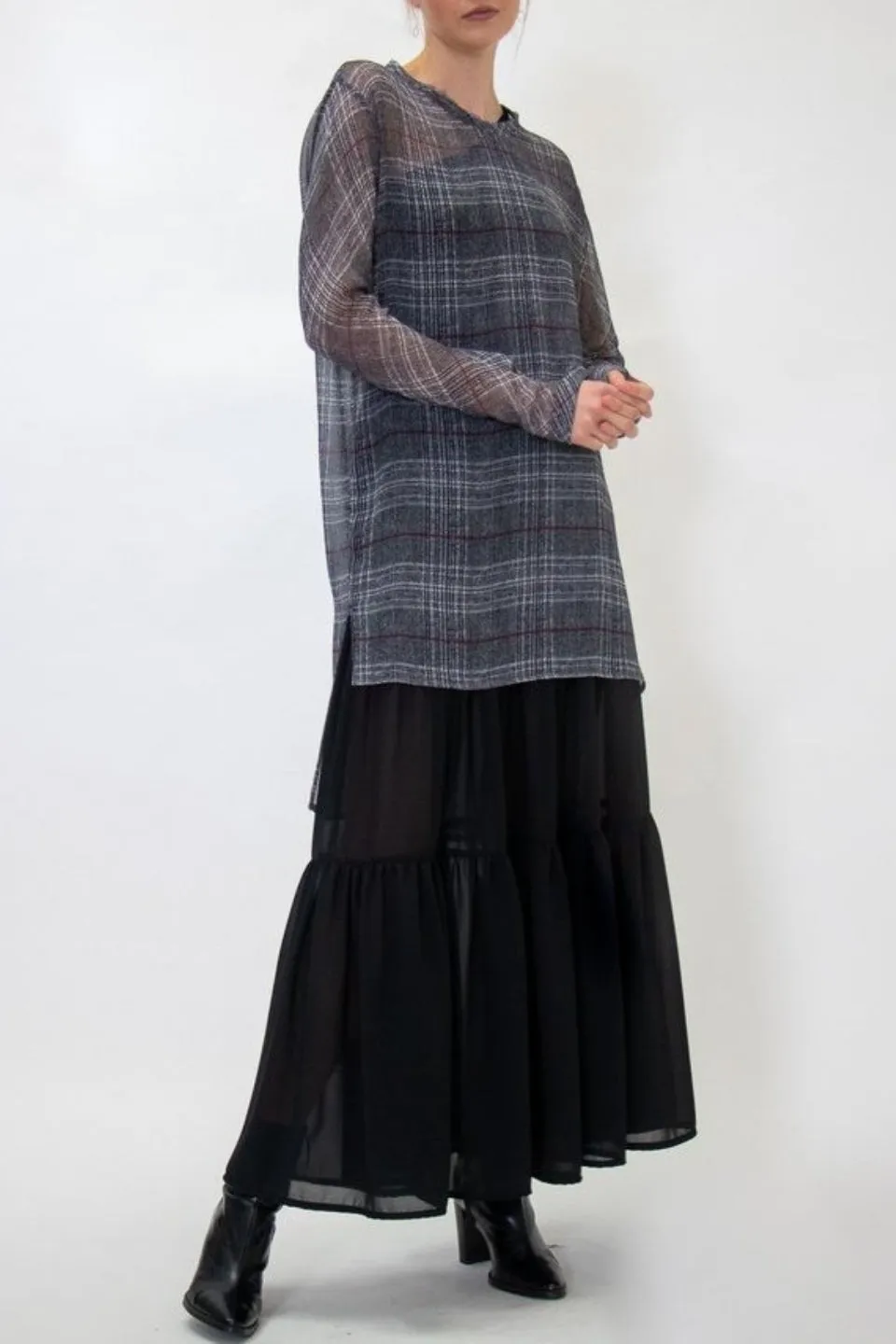 Teresa Recycled Tiered Black Share Maxi Skirt