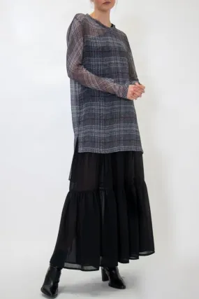 Teresa Recycled Tiered Black Share Maxi Skirt