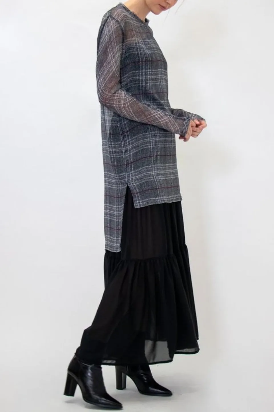 Teresa Recycled Tiered Black Share Maxi Skirt