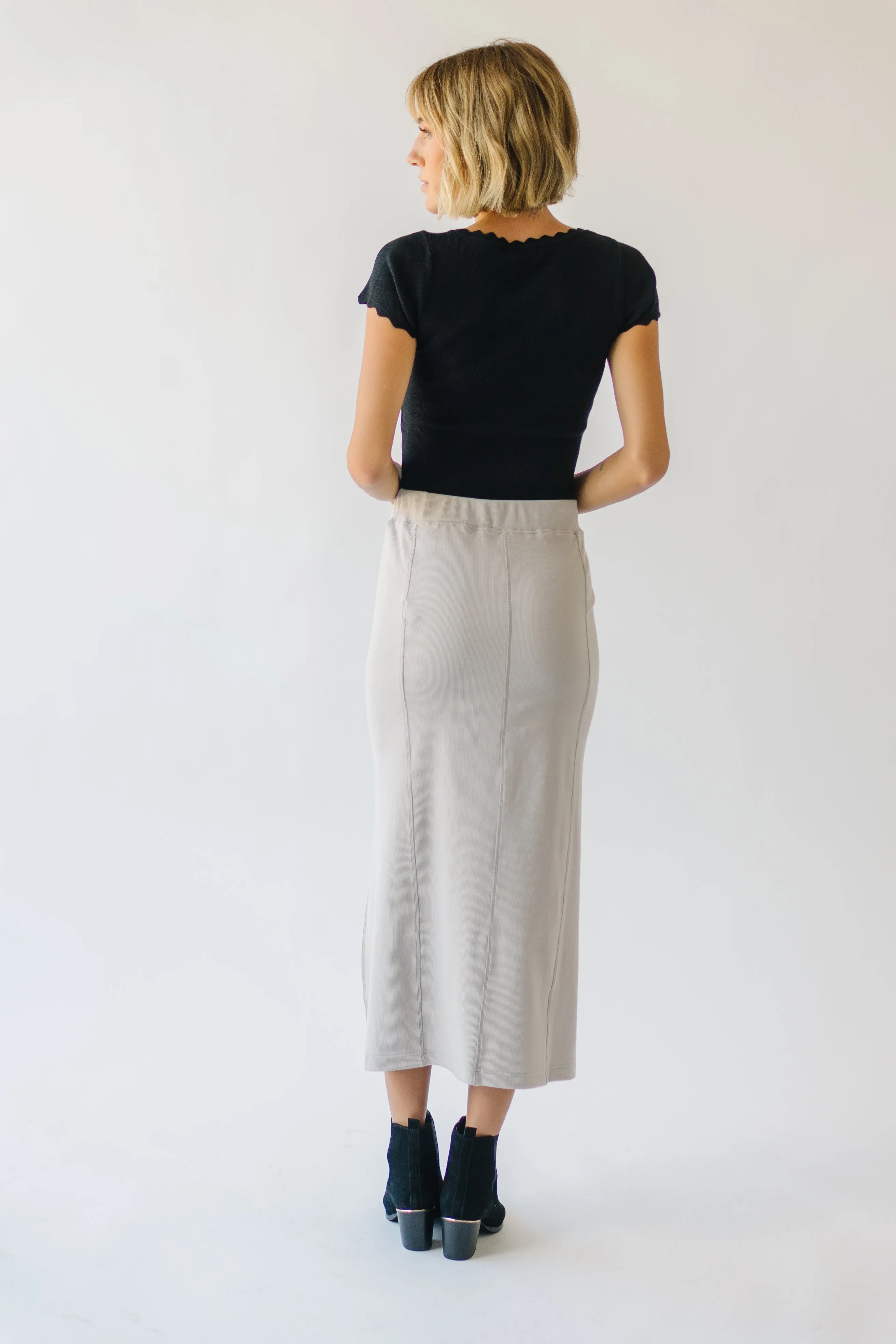 The Alpharetta Knit Skirt in Light Grey