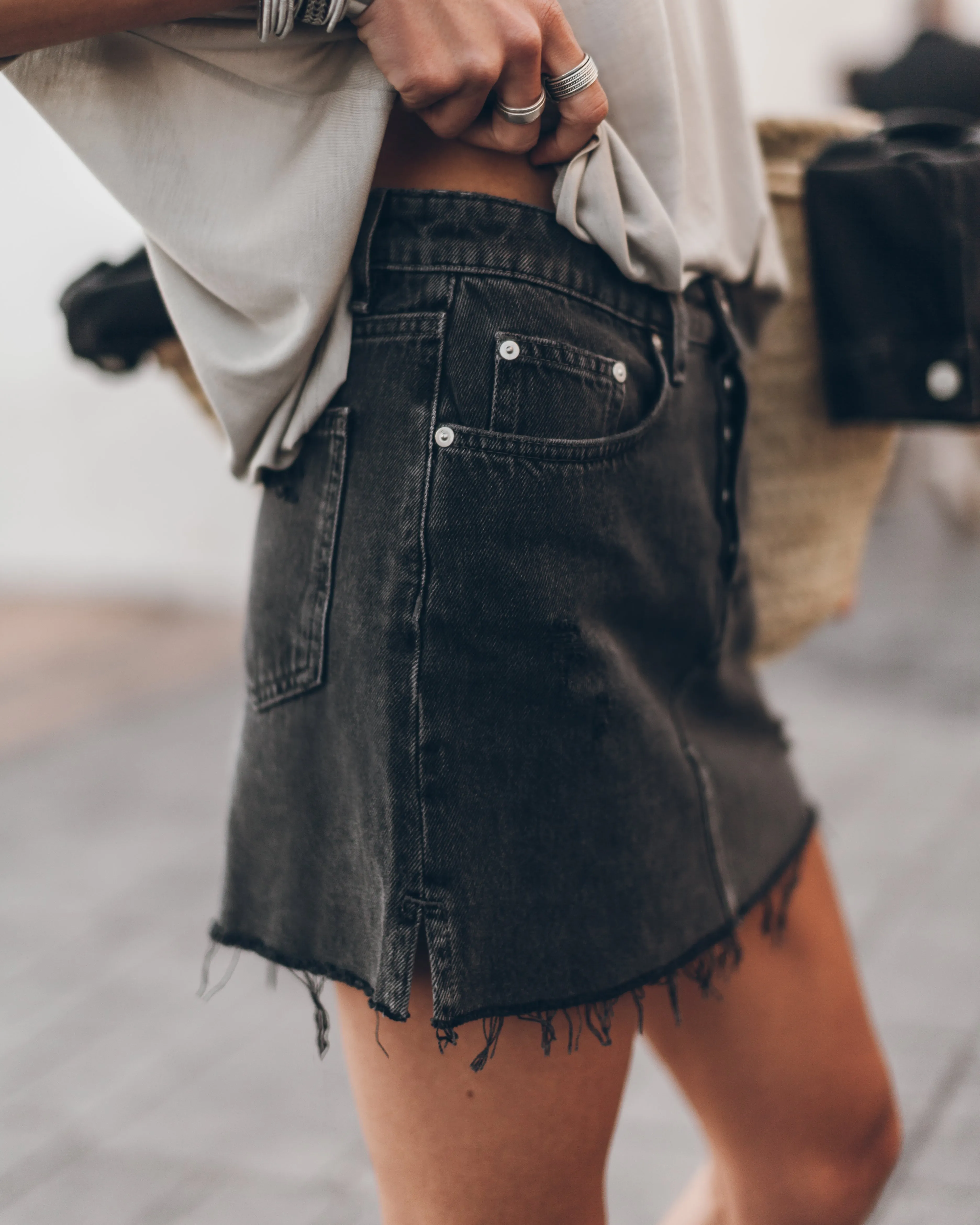 The Black Denim Skirt