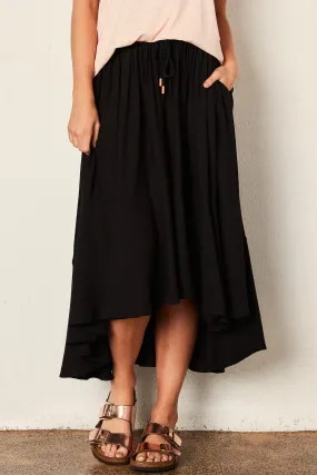 The Full Circle Black Midi Skirt