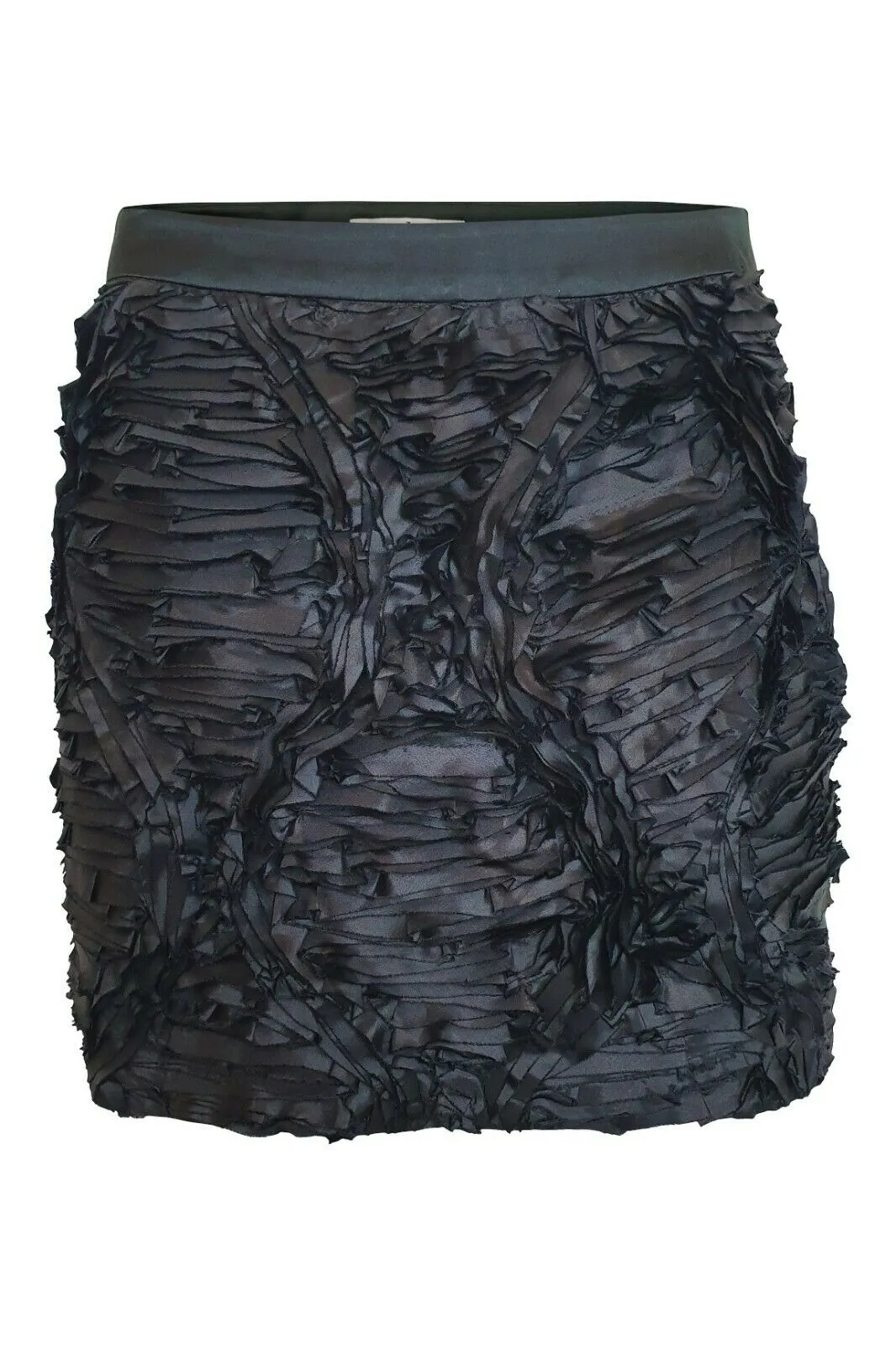 TIBI Black Silk Rose Petal Applique Mini Skirt (S)