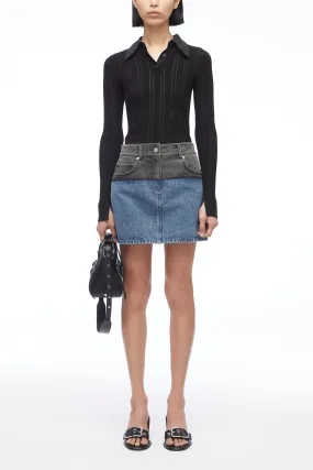 Two-Toned Denim Mini Skirt