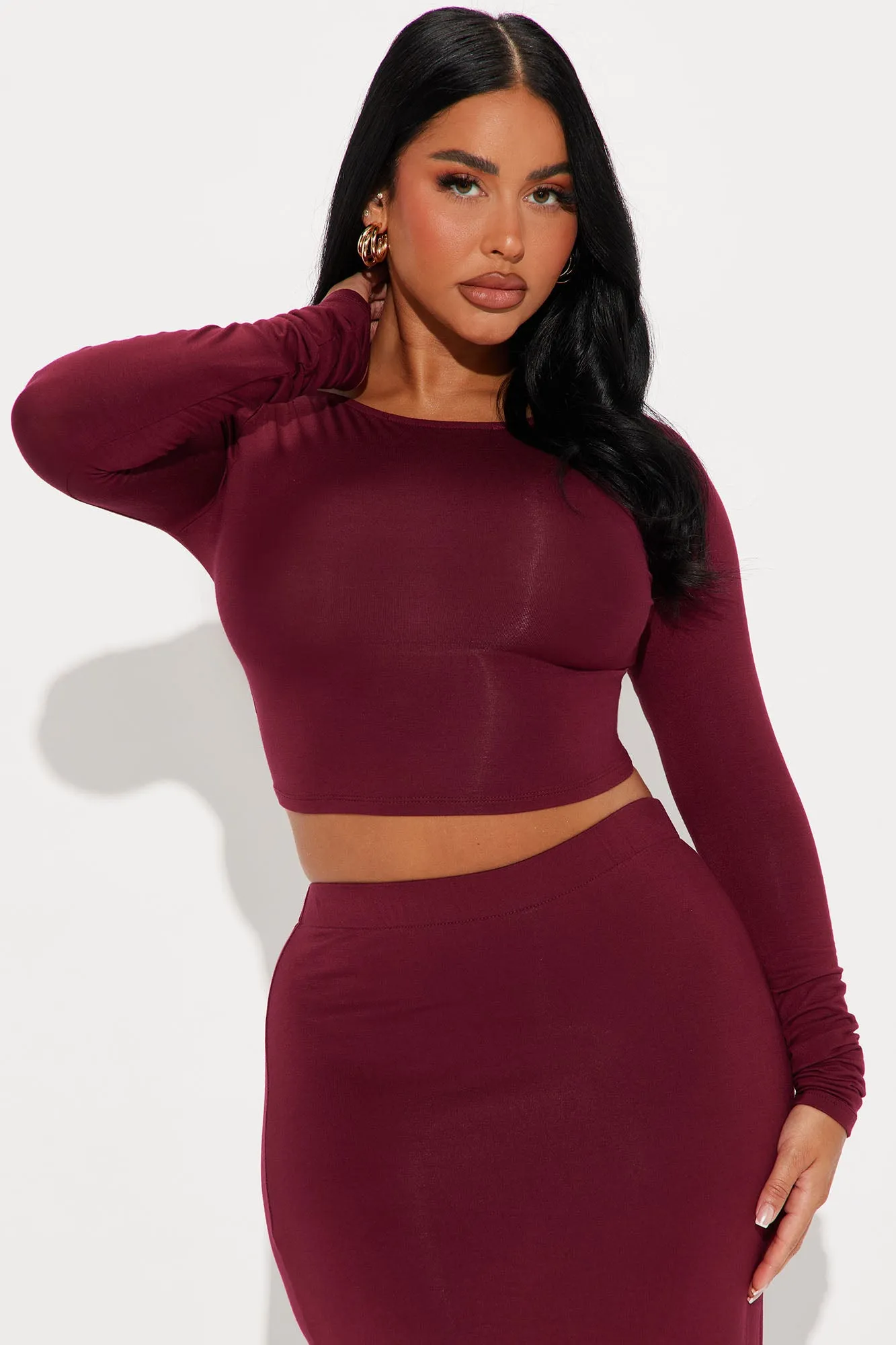 Valeria Skirt Set - Burgundy