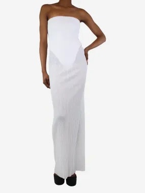 White pleated maxi dress - size UK 8