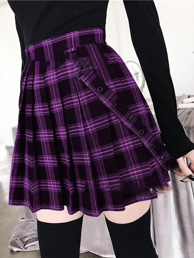 Women's Pleated Plaid Gothic Skirt