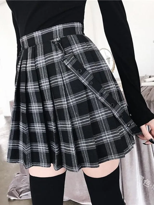 Women's Pleated Plaid Gothic Skirt